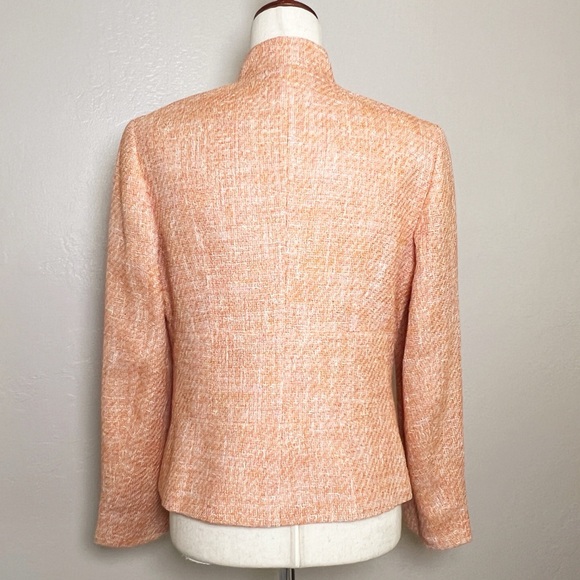 •LAFAYETTE 148 New York• Tara Half-Zip Mock Neck Blazer in Peach Tweed Size 6 - Picture 3 of 12
